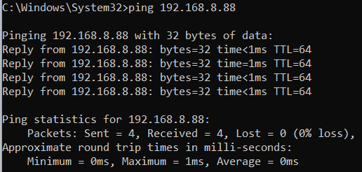 Connectivity validation output from the Virtual Machine Infrastructure Project