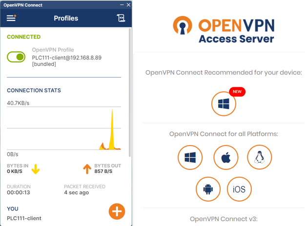 OpenVPN remote access view from the Virtual Machine Infrastructure Project
